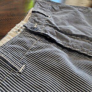 Abercrombie & Fitch Blue Pinstripe Button Fly Cotton Shorts | Size 32